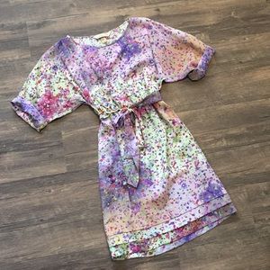 Anthropology Presley Skye watercolor silk dress